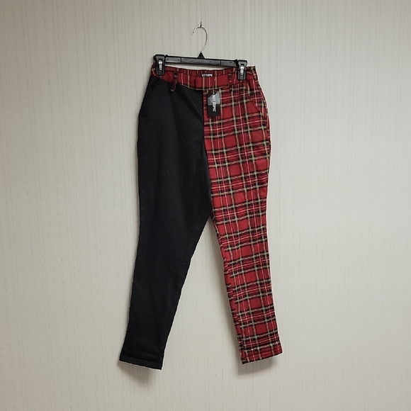 Hot Topic Black and Red Split Design Dress Pants. Womens Sz Small New With Tags - Picture 1 of 4
